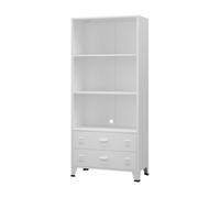 Librería hammarland de 3 niveles y 2 cajones acero 180 x 80 x 40 cm - blanco [en.casa]
