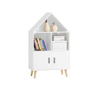SoBuy KMB58-W Librería Infantil con 2 Estanterías Abiertos Organizador de Juguetes Multifuncional con 2 Puertas 60 x30 x 103 cm Blanco ES