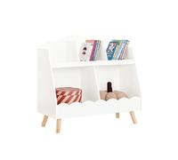 SoBuy Librería Infantil Mediano para Niños con 3 Estanterías y 2 Compartimentos Organizador de Juguetes y Libros para Niños Blanco 82 x 35 x 76 cm KMB100-W ES