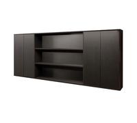 Librería Librería montada en la pared negra con puerta de gabinete, almacenamiento estantería tablero hecho a mano múltiples compartimentos, cocina, revistero colgante Estantes de exhibición modernos