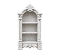 Librería Miniatura Cuatro Estantes Versátil Estantería Clásica con Columnas corativas Inspiración Europea para Dioramas