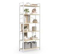 Librería Moderna de Seis Niveles Beige Natural y Blanco Mate