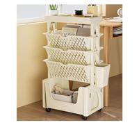 Librería móvil, Estante for libros de 5 niveles, estantería for almacenamiento, mesa, cesta lateral, carrito rodante, estantes for móviles multifuncionales(White)