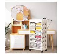 Librería móvil, Estantería móvil con ruedas, carrito rodante for libros minimalista, de 6 niveles, escritorio en el aula(White)