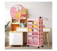 Librería móvil, Estantería móvil con ruedas, carrito rodante for libros minimalista, de 6 niveles, escritorio en el aula(Pink)