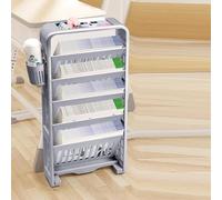 Librería móvil, Estantería rodante con ruedas Carro for estantería multifuncional de plástico giratorio y desmontable Organizador escritorio for junto a la mesa(Grey)