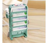 Librería móvil, Estantería rodante con ruedas Carro for estantería multifuncional de plástico giratorio y desmontable Organizador escritorio for junto a la mesa(Green)