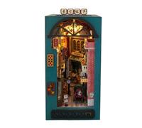 Librería Nook Kit - Puzzle de diorama en miniatura, creativa decoración de luz LED, inserto de artesanía en madera, obra de arte compacta en 3D, proyecto de construcción para adultos, adolescentes