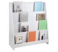 Librería para niños, estantería para libros, baúl con ruedas, estantería de madera para guardería, 30 x 70 x 88 cm, color blanco