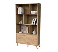 Libreria salón oslo 2 puertas 6 estantes con patas color roble gold 100x180x30 cm 179 cm