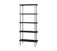 [en.casa] Estantería Independiente de 5 Niveles Librería con 5 Estantes Biblioteca Estantería Abierta para Oficina Hogar Aglomerado Estuctura de Acero 180 x 80 x 34 cm - Negro