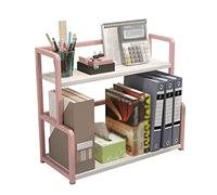 Libreria Scaffale para libri a 2 strati nizzatore da tavolo Scaffale para ufficio Scaffale para escritorio en Scaffale para scrivania Scaffale para libri (Rosa) Autoportante Libreria (L45 x W22 x H