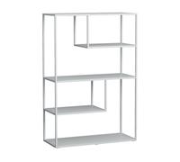 [en.casa] Librería de 4 Niveles Estantería Independiente con 2 Estantes Pequeños y 2 Grandes Biblioteca Oficina Sala Acero 126 x 85 x 35 cm - Blanco Mate