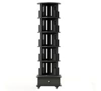 Libreria smontabile in Legno massiccio Libreria a più livelli da Terra con struttura di contenimento Chiusa e ruote universali(Negro,182 * 49cm)