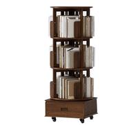 Libreria smontabile in Legno massiccio Libreria a più livelli da Terra con struttura di contenimento Chiusa e ruote universali(Wood Color,119 * 49cm)