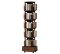 Libreria smontabile in Legno massiccio Libreria a più livelli da Terra con struttura di contenimento Chiusa e ruote universali(Wood Color,182 * 49cm)