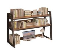 Librería trapezoidal de escritorio de 2 niveles, estante multiusos negro para libros y CD para oficina, hogar, almacenamiento de especias de cocina, 75 x 32 x 90 cm, elegante nizer de encimera