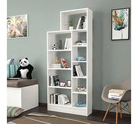 Librería Zerre Shelf, armario de pared - con estantes - para sala de estar, oficina - madera blanca, 75,4 x 22 x 170,8 cm