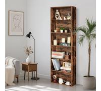 Librero alto de 6 niveles para oficina - Estantería industrial madera maciza - Estantes ajustables, almacenamiento resistente - Fácil montaje, organización eficiente - Ideal para sala, dormitorio o