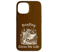 Librero Esqueleto Bibliófilo Ratón de Biblioteca Leer Libros Carcasa para iPhone 15