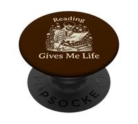 Librero Esqueleto Bibliófilo Ratón de Biblioteca Leer Libros PopSockets PopGrip Adhesivo