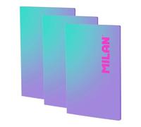 Libreta A4 Milan Sunset Pack 3 Unidades Papel Pautado 48 Hojas 95gr Lila