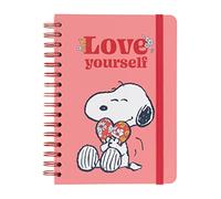 Libreta A5 Snoopy - Cuaderno a5 punteado (Notebook A5) | Bullet Jornal A5 - Libreta de puntos anillas de Tapa dura, 180 págs