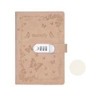 Libreta A5PU de 100 hojas/200 páginas, estilo vintage, con contraseña y candado, clip for diario, libro contabilidad creativo grueso Para Organizar y Tomar Notas(Brown)