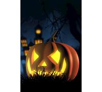 Libreta calabaza iluminada y cementerio nocturno: Cuaderno con líneas para diario personal, notas, journaling y escritura creativa (Libretas de Halloween)