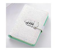 Libreta con candado A6 for chicas, con purpurina, de piel sintética, con candado de código.(A)