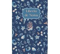 Libreta con lineas horizontales con motivo debajo del mar submarino: Journal rayado con diseño marino - acuatico en acuarela (Spanish Edition)
