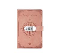 Libreta de 200 páginas con contraseña, papelería, protección de secretos, tamaño A5, con candado, resistente a las manchas, escritura suave, diario de viaje. para Mujeres y Hombres(Pink)