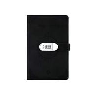 Libreta de 200 páginas con contraseña, papelería, protección de secretos, tamaño A5, con candado, resistente a las manchas, escritura suave, diario de viaje. para Mujeres y Hombres(Black)