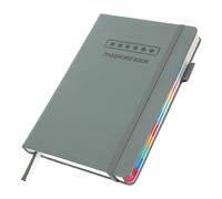 Libreta de Contraseñas Portátil 21x14,4x2cm con pestañas | Papel y PU, Diseño Moderno Minimalista, para Usuarios y Claves, Verde, Uso en Casa u Oficina