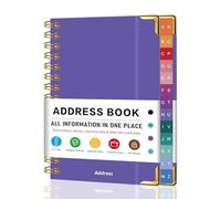 Libreta de direcciones con pestañas alfabéticas coloridas, libretas de direcciones impresas grandes para personas mayores, tapa dura, agenda de números de teléfono A5 con contactos, fechas importantes
