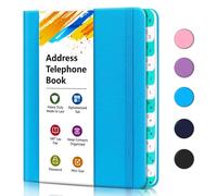 Libreta de direcciones con pestañas alfabéticas tapa dura, mantener los contactos organizados, impresión pequeña y grande, Adecuado para el hogar y la oficina,Blue