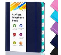 Libreta de direcciones de bolsillo de tapa dura con pestañas, libreta de direcciones telefónicas 288+ direcciones de Internet, organizador de contraseñas， Dark Blue