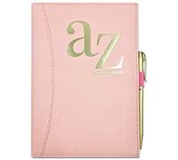 Libreta de direcciones de teléfono de la A a la Z, A5, índice A-Z, tapa dura con bolígrafo (rosa)