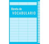 Libreta de vocabulario: 3 columnas, índice alfabético, A5, para mejorar tu aprendizaje de inglés, color azul