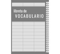 Libreta de vocabulario: 3 columnas, índice alfabético, A5, para mejorar tu aprendizaje de inglés, color gris