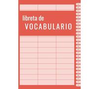 Libreta de vocabulario: 3 columnas, índice alfabético, A5, para mejorar tu aprendizaje de inglés, color rojo