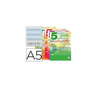LIBRETA LIDERPAPEL PAUTAGUIA TAPA CARTONCILLO 32 HOJAS DIN A5 70 G CUADRICULADO PAUTADO 5 MM CON MARGEN (10 unid.)