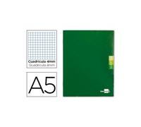 Cuaderno Escolar Scriptus 48F A5 A Cuadros 4 mm Tapa Verde Papel 90 Gr
