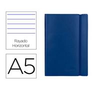 Libreta liderpapel simil piel a5 120 hojas 70g/m2 horizontal sin margen azul