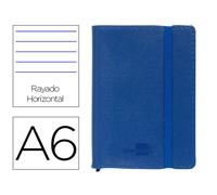 Libreta liderpapel simil piel a6 120 hojas 70g/m2 horizontal sin margen azul