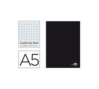 Libreta liderpapel tapa negra a5 80 hojas 60g/m2 cuadro 5mm con doble margen