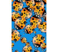 Libreta mariquitas amarillas sobre fondo celeste: Cuaderno con líneas y diseño alegre