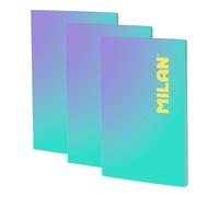 Libreta Milan A4 Cuadriculada 48 Hojas 95gr Pack 3 Unidades Turquesa