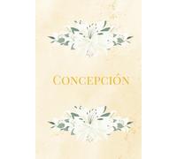Libreta Personalizada Concepción: Cuaderno sin Renglones con Flores Blancas sobre Fondo Amarillo Acuarela