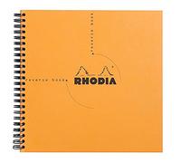 Libreta Rhodia Reverse Book, de anillas, a cuadros, 21 x 21 cm, 80 hojas, color naranja Orange